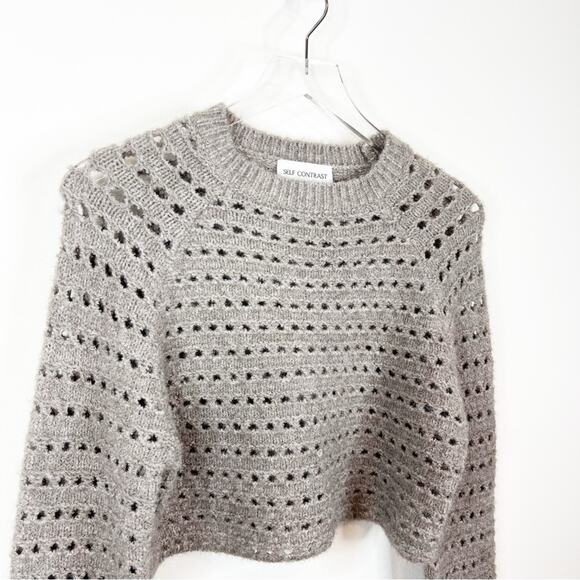 Self Contrast Emersyn Cropped Sweater S Grey - Picture 4 of 7